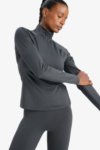 DeFactoFit Standart Fit Dik Yaka Fermuarlı İçi Yumuşak Tüylü Sporcu Uzun Kollu Tişört