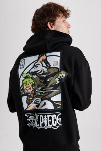 One Piece Oversize Geniş Kalıp Kapüşonlu Sırt Baskılı Sweatshirt