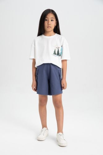 Girl Cargo Fit Sweatshirt Fabric Shorts