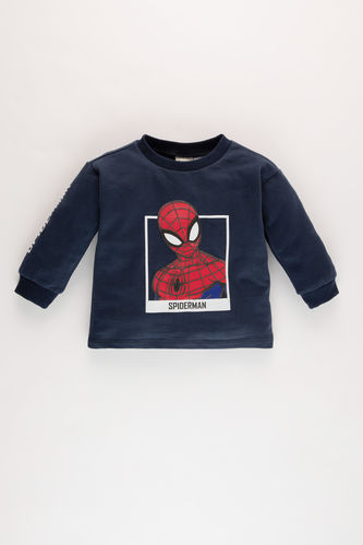 Erkek Bebek Marvel Spiderman Bisiklet Yaka Uzun Kollu Tişört