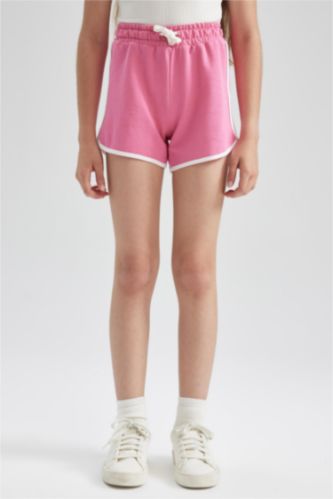 Beli Lastikli Basic Düz Şort Kız Çocuk