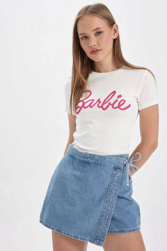 Slim Fit Barbie Licensed Crew Neck Printed Ribana Short Sleeve T-Shirt