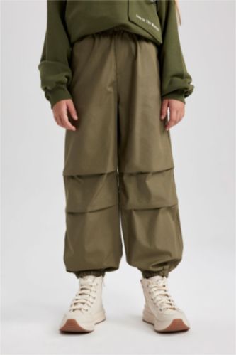 FILLES Kaki Pantalon Parachute Coton