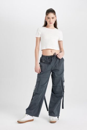 Брюки базовые Wide Leg со средней талией из габардина, Coool