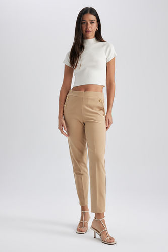 Ami Cotton Oversized Carrot Fit Trousers - Beige | Garmentory
