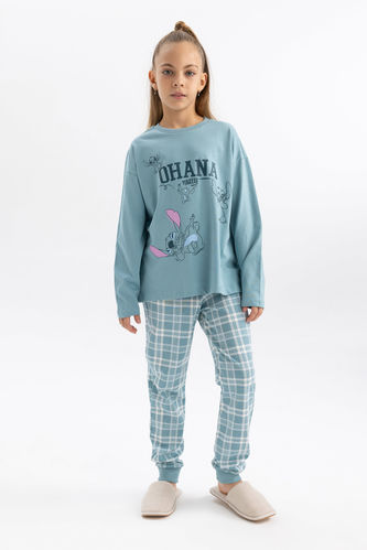 Kız Çocuk Disney Lilo & Stitch Uzun Kollu Penye Pijama Takımı