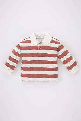 Regular Fit Striped Baby Collar Sweatshirt