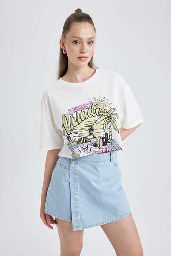 Oversize Fit Printed Short Sleeve T-Shirt
