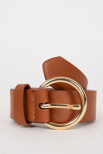 Brown WOMAN Woman Oval Buckle Faux Leather Classic Belt 2902439 | DeFacto