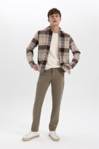 رجالي كاكي بنطلون منسوج سليم فيت