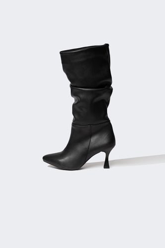 Faux Leather High Sole Boots