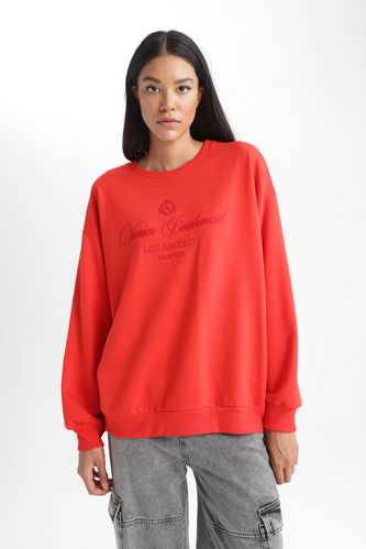 Sweat- Shirt Coupe Relaxant Col Rond Manche Longue