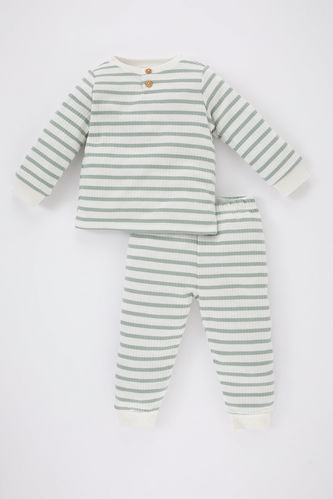 Baby Boy Striped Long Sleeve Camisole 2 Piece Pajama Set