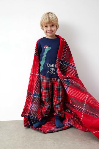 Erkek Bebek Yılbaşı Temalı Uzun Kollu Flanel Pijama Takımı