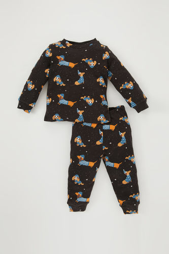 Erkek Bebek Köpek Baskılı Uzun Kollu Penye Pijama Takımı