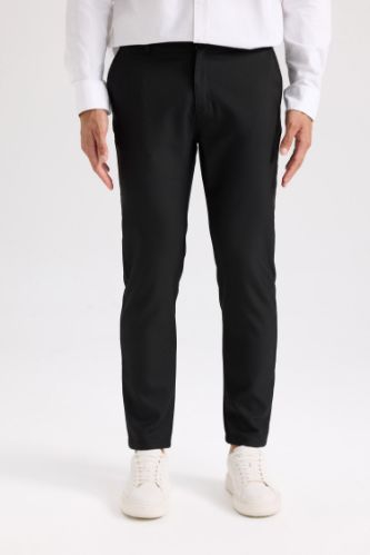 Twill Chino Kumaş Pantolon Slim Fit Dar Kesim Dar Paça Basic Düz Cepli