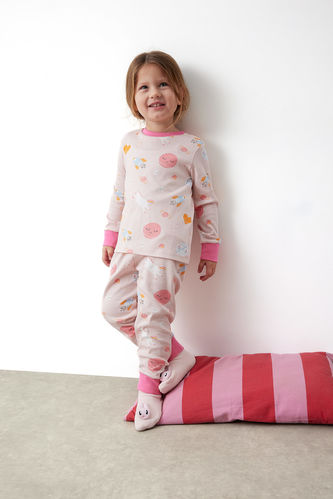 Kız Bebek Desenli Uzun Kollu Pijama Takımı