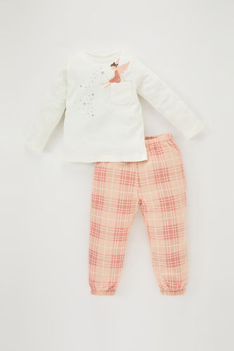 Kız Bebek Kareli Uzun Kollu Flanel Pijama Takımı