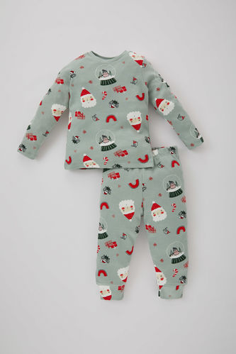 Kız Bebek Yılbaşı Temalı Uzun Kollu Penye Pijama Takımı