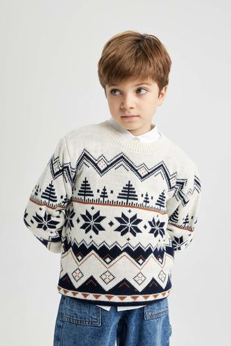 Boy New Year Themed Crew Neck Pullover
