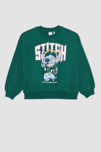 Vert GIRLS & TEENS Sweatshirt Coupe Oversize Col Rond Imprimé Disney Lilo &  Stitch Pour Fille 2984956