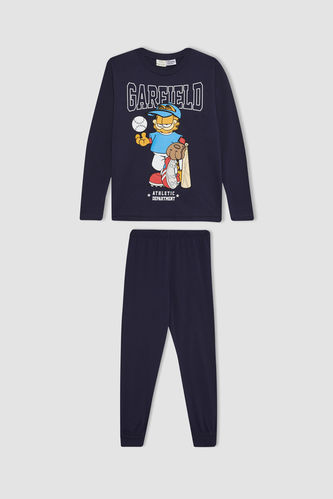 Erkek Çocuk Garfield Uzun Kollu Penye Pijama Takımı