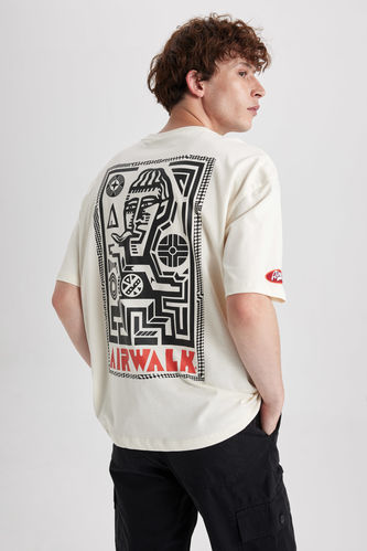 Oversize Fit Airwalk Crew Neck Printed T-Shirt