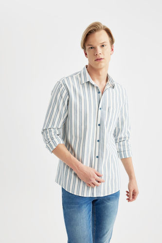 Regular Fit Cotton Striped Long Sleeve Shirt