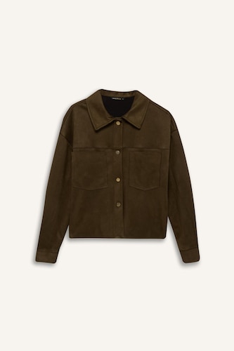 Crop Suede Long Sleeve Shirt