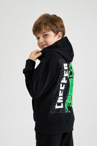 Erkek Çocuk Minecraft Kapüşonlu Sweatshirt
