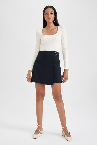 Lined Normal Waist Mini Skirt