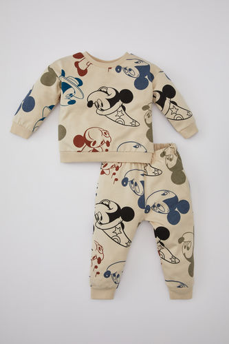 Erkek Bebek Disney Mickey & Minnie İnce Sweatshirt Eşofman Altı 2'li Takım