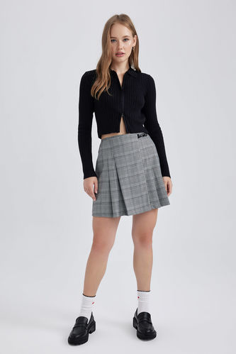 Coool Pleat Plaid Mini Skirt