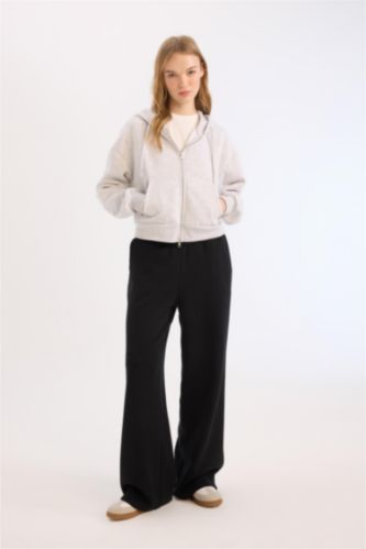 FEMME Noir Tissu Sweat Épais Jambes larges