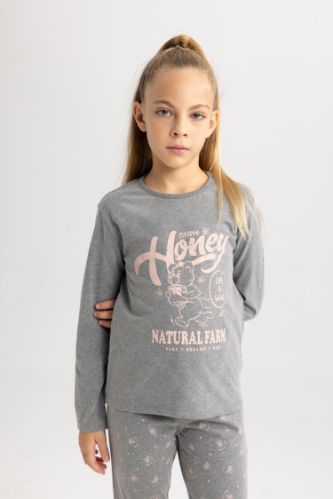 Anthracite FILLES Pyjama Jersey Imprim Manches Longues Pour