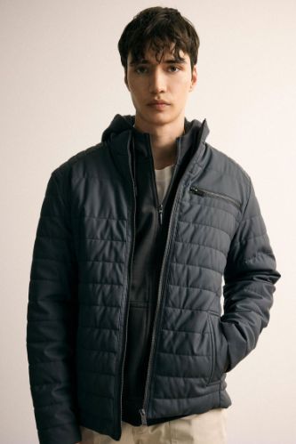 Su İtici Slim Fit Suni Deri Mont Dar Kesim Dik Yaka Fermuarlı Cepli