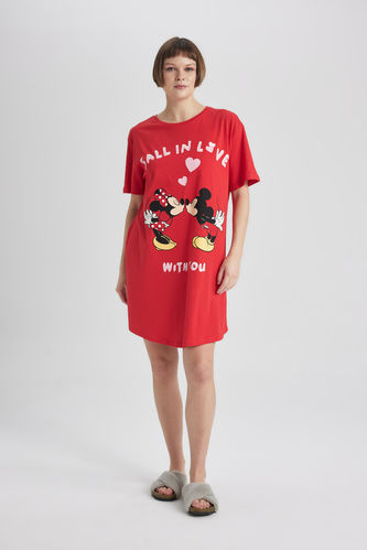 Regular Fit Crew Neck Mickey & Minnie Licensed Knitted Dress