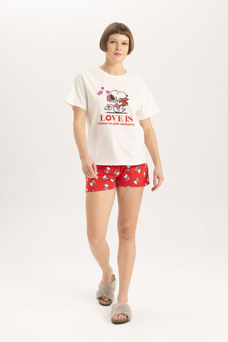 ensemble de 2 T-Shirts Coupe Régulière à Manches Courtes Snoopy pour La Saint-Valentin Fall In Love