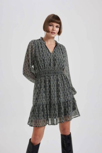 Patterned chiffon outlet dress