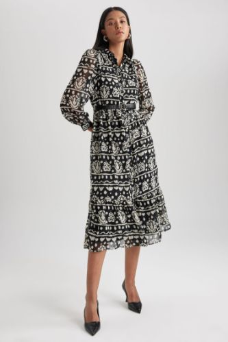 Chiffon midi hotsell shirt dress