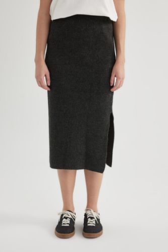 Slit Knitwear Midi Skirt