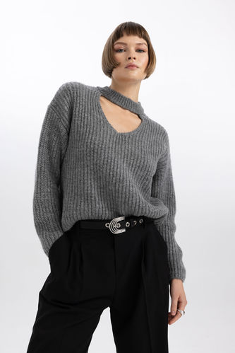 Relax Fit Choker Neck Thessaloniki Fabric Pullover