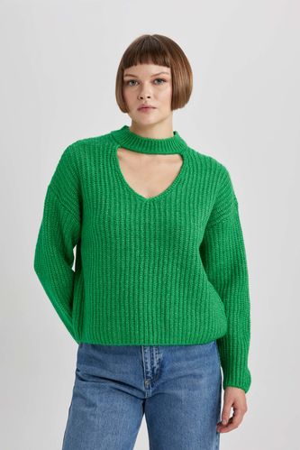 Пуловер свободного крою комір-чокер Selanoıke для жінок