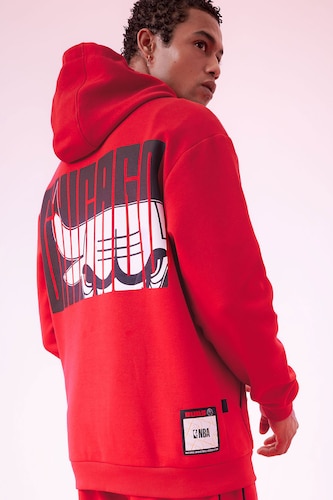 Men Red NBA Chicago Bulls Standart Fit Hoodie