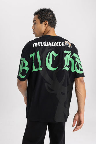 T-Shirt Oversize à Col Rond Nba Milwaukee Bucks De Defactofit
