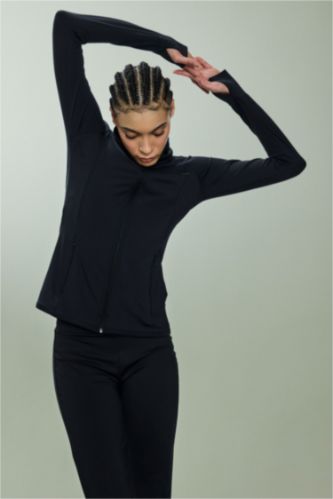 Kadın Siyah Fitted Ultra Soft Fermuarlı Hırka