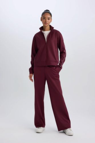 DeFactoFit Wide Leg Geniş Paça Sporcu İnce Eşofman Altı Standart Boy Beli Lastikli Pike