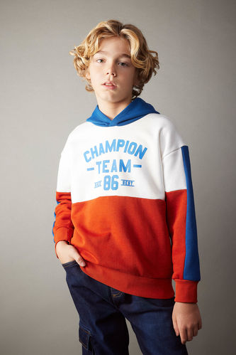 Erkek Çocuk Oversize Fit Kapüşonlu Kalın Sweatshirt