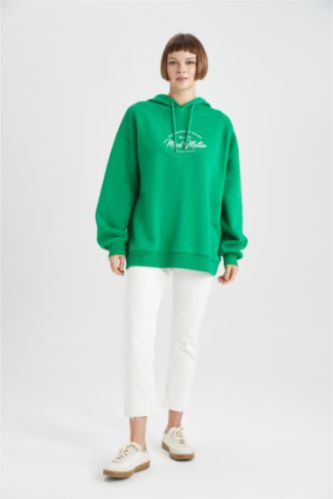 Green Woman Oversize Fit Slogan Long Sleeve Sweatshirt 2938893 