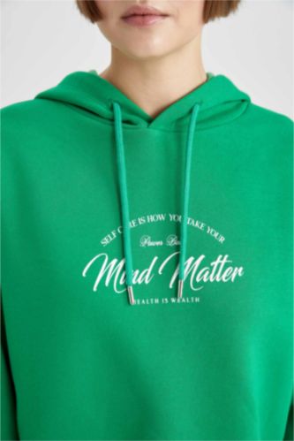 Green Woman Oversize Fit Slogan Long Sleeve Sweatshirt 2938893 